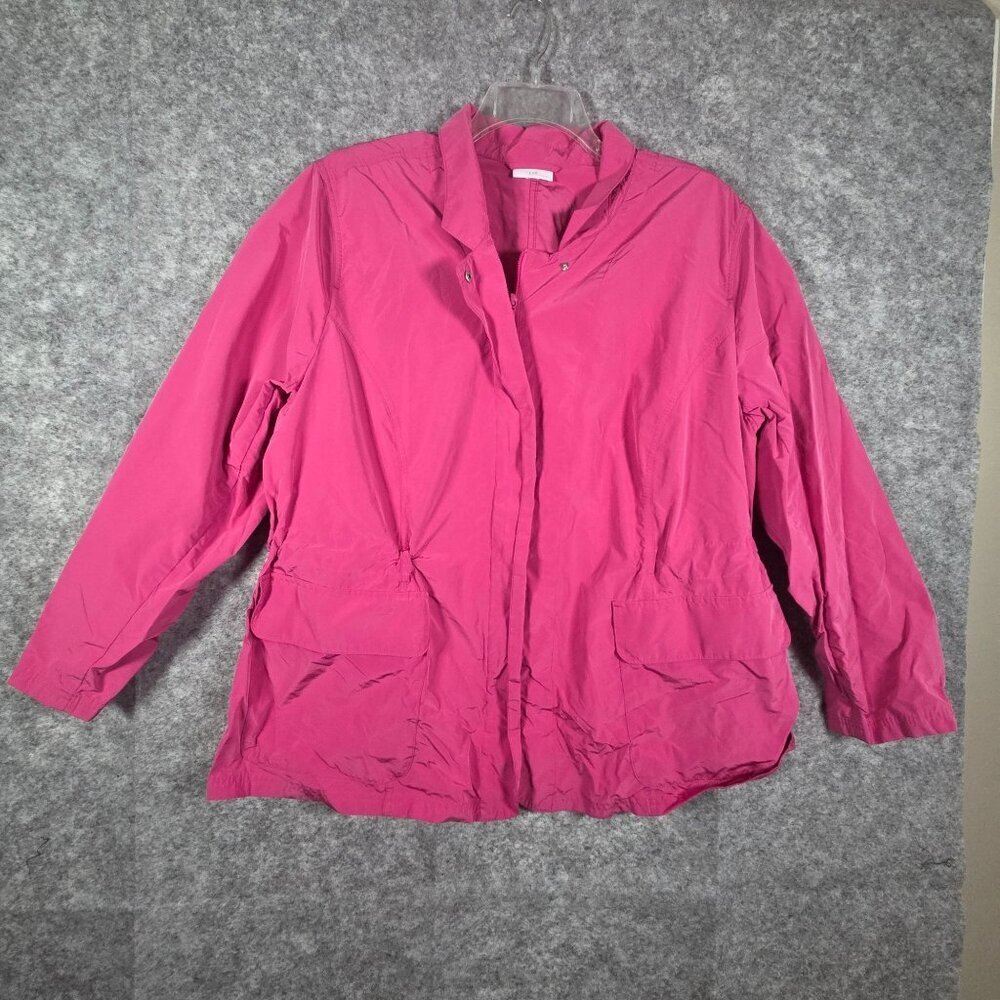 J. Jill Women's Zip Up Windbreaker Utility Lightweight Jacket Bright Pink Size L